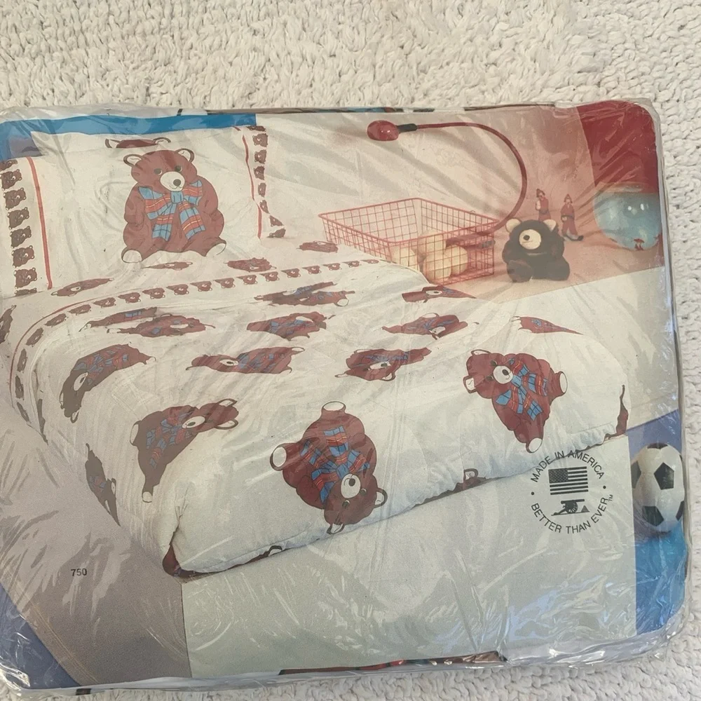 Vintage Cannon Royal Family Twin Sheet Set 3 Piece Bear Print